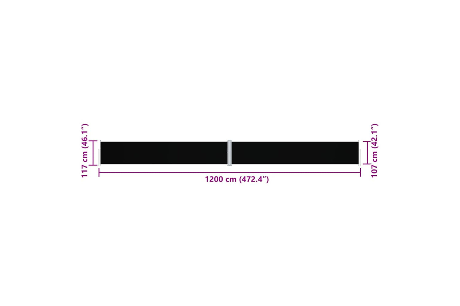 vidaXL Retractable Side Awning Black 117x1200cm-7