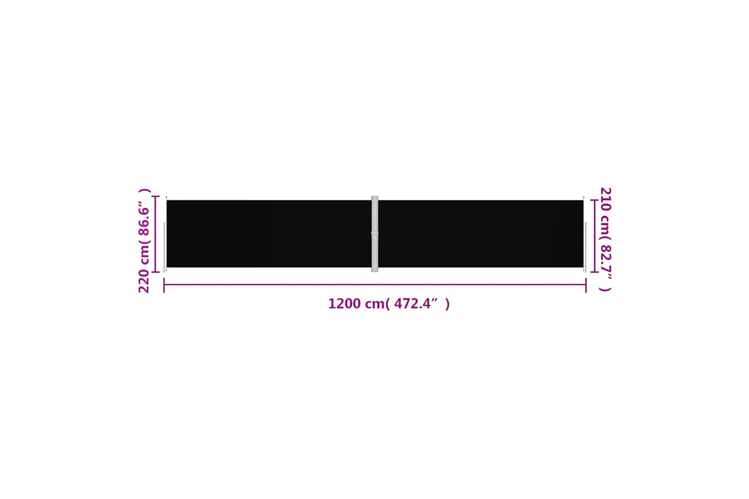 vidaXL 318084 Retractable Side Awning Black 220x1200cm-7