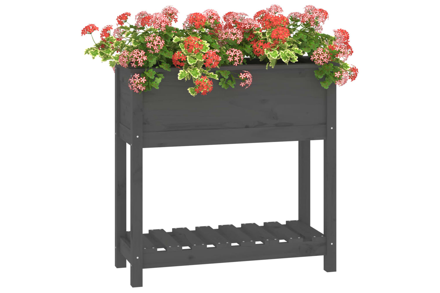 vidaXL 823761 Planter With Shelf Grey 82.5x34.5x81cm Solid Wood Pine-3