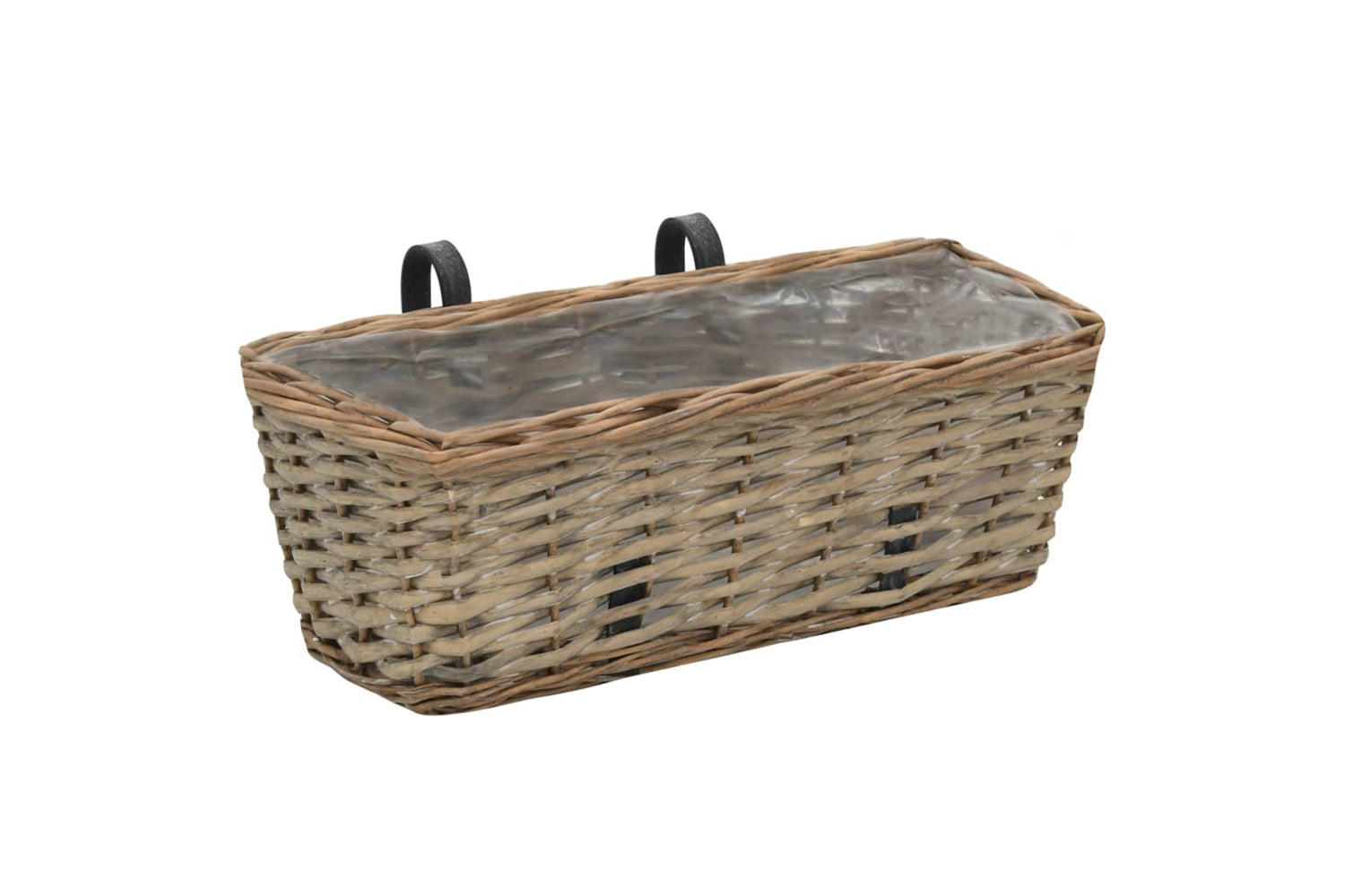 vidaXL 246828 Balcony Planter 2 Pcs Wicker With Pe Lining 40cm-2