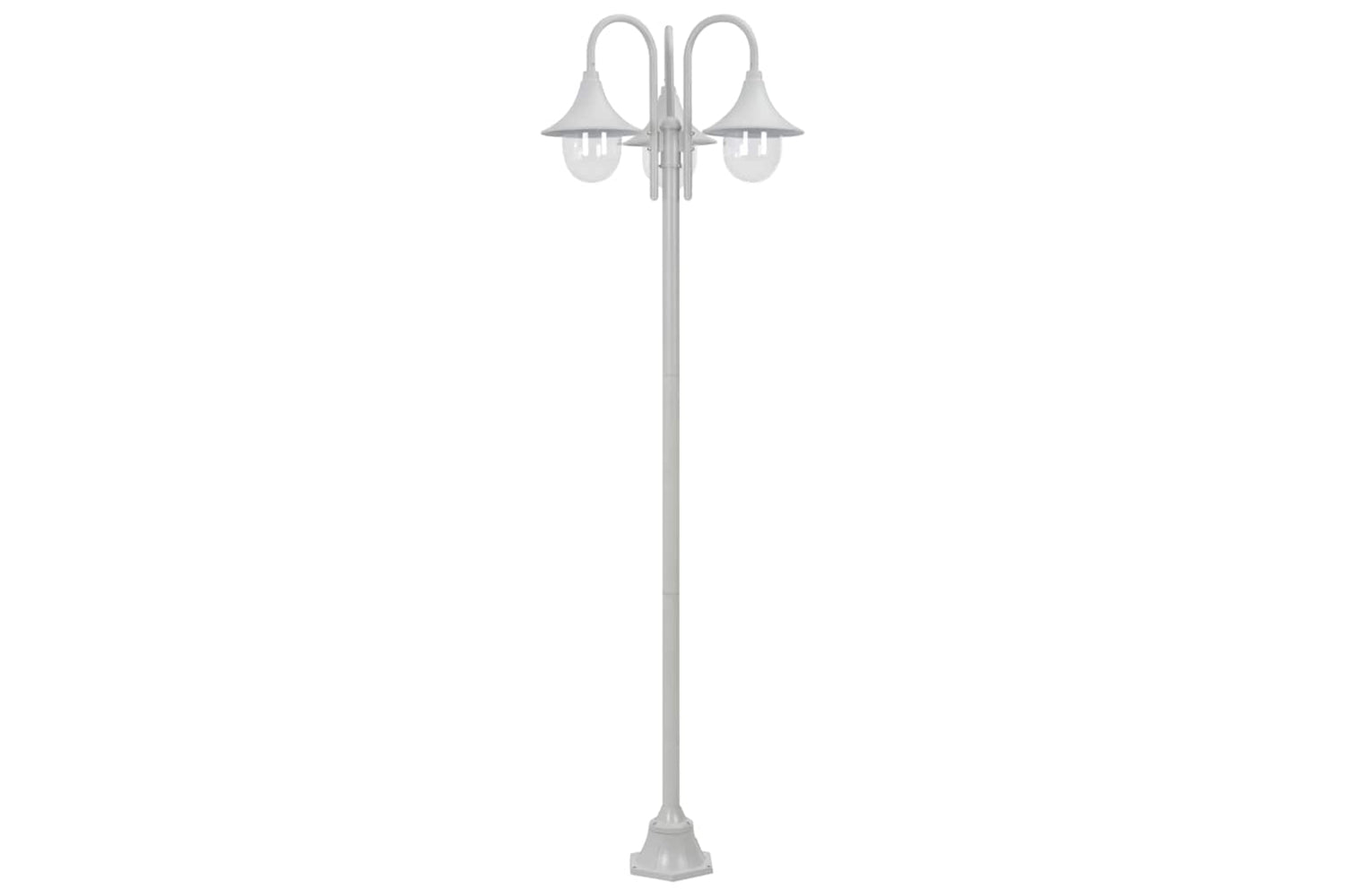 vidaXL 44206 Garden Post Light E27 220cm Aluminium 3-lantern White-2