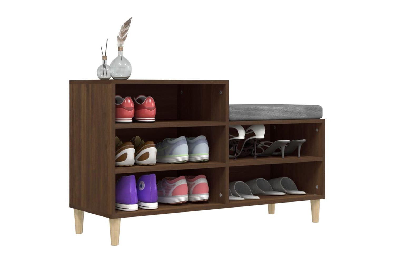vidaXL 819731 Shoe Cabinet Brown Oak 102x36x60cm Engineered Wood-3