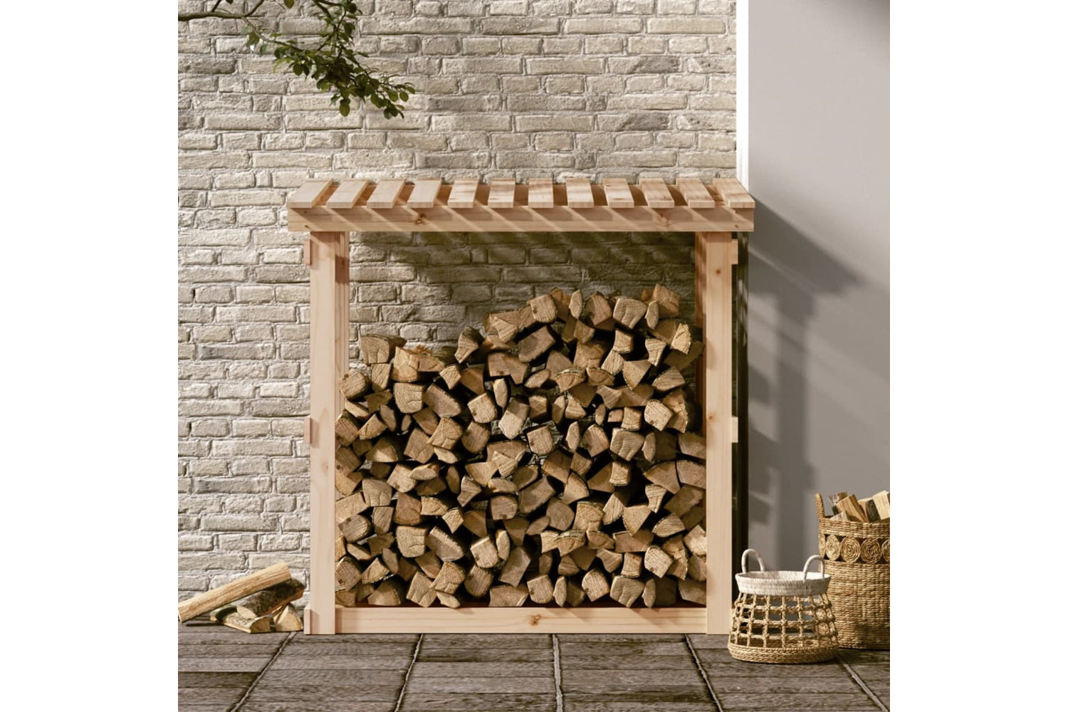 vidaXL 822427 Firewood Rack 108x64.5x109cm Solid Wood Pine-2