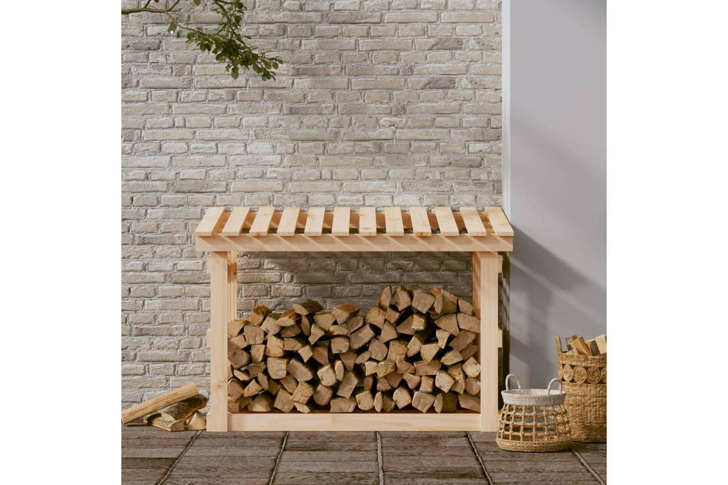 vidaXL 822432 Firewood Rack 108x64.5x77cm Solid Wood Pine-2