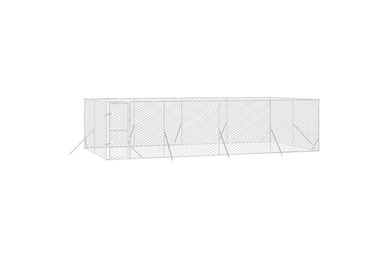 Vidaxl 3190463 Outdoor Dog Kennel Silver 8x4x2 M Galvanised Steel-2