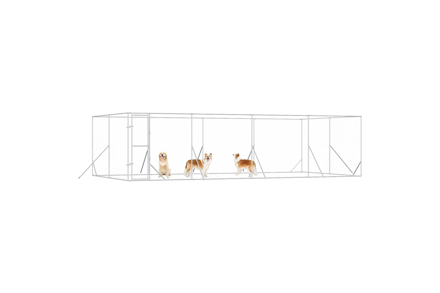 Vidaxl 3190463 Outdoor Dog Kennel Silver 8x4x2 M Galvanised Steel-3