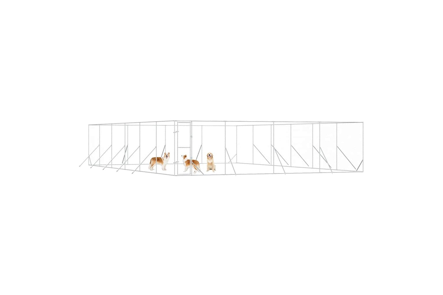 Vidaxl 3190465 Outdoor Dog Kennel Silver 8x12x2 M Galvanised Steel-3