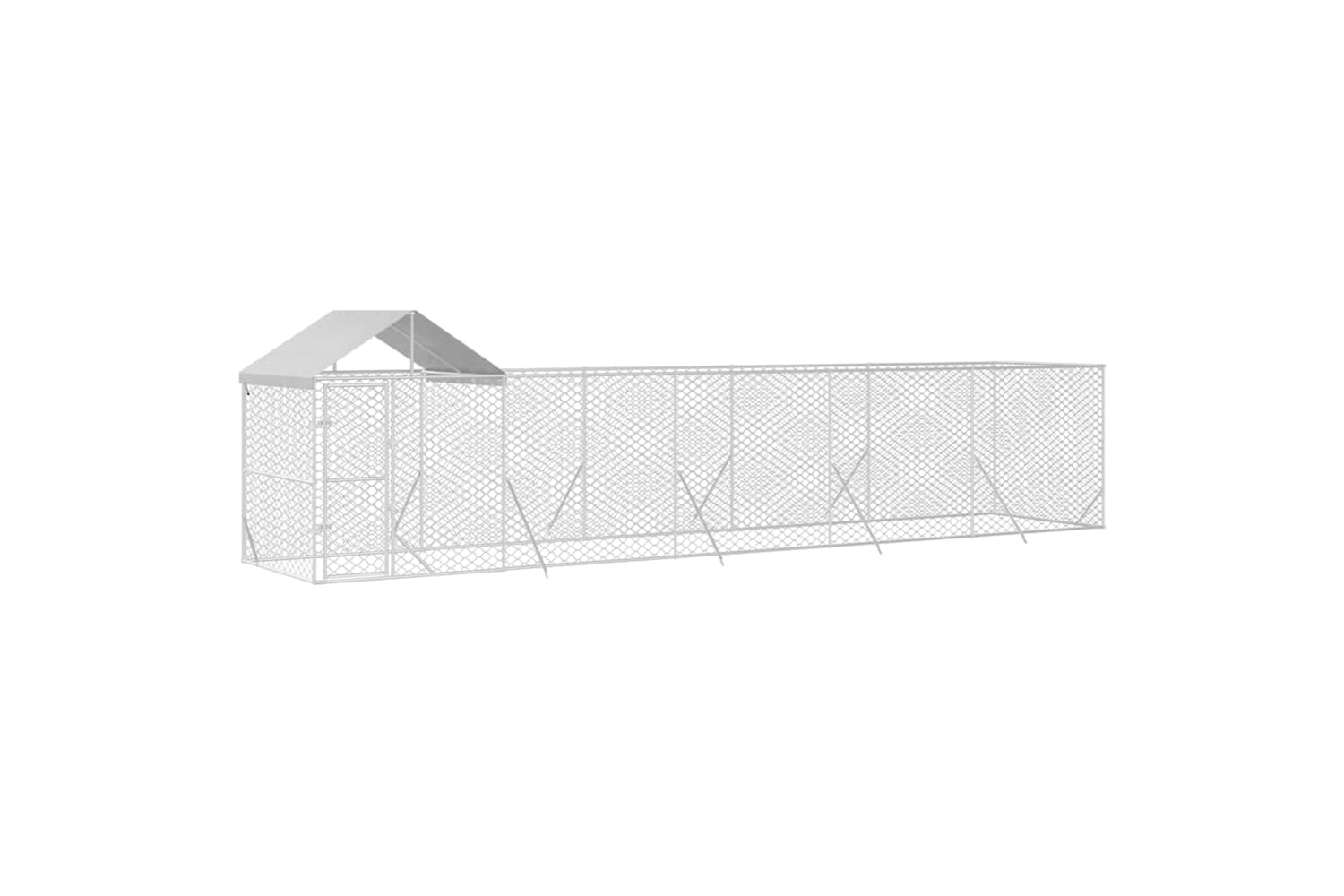 Vidaxl 3190468 Outdoor Dog Kennel With Roof Silver 10x2x2.5 M Galvanised Steel-2
