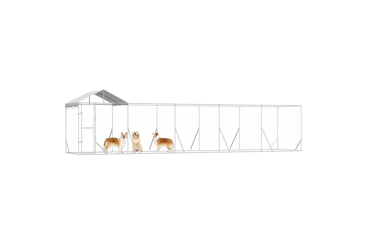 Vidaxl 3190468 Outdoor Dog Kennel With Roof Silver 10x2x2.5 M Galvanised Steel-3