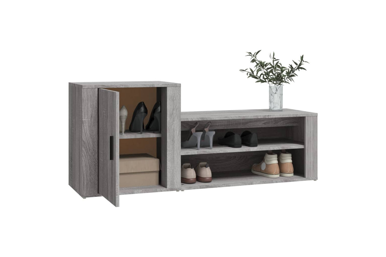 vidaXL 816750 Shoe Cabinet Grey Sonoma 130x35x54cm Engineered Wood-3