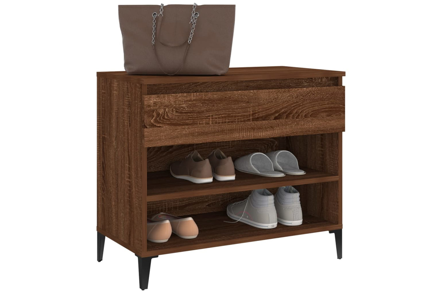 vidaXL 819771 Shoe Cabinet Brown Oak 70x36x60cm Engineered Wood-3