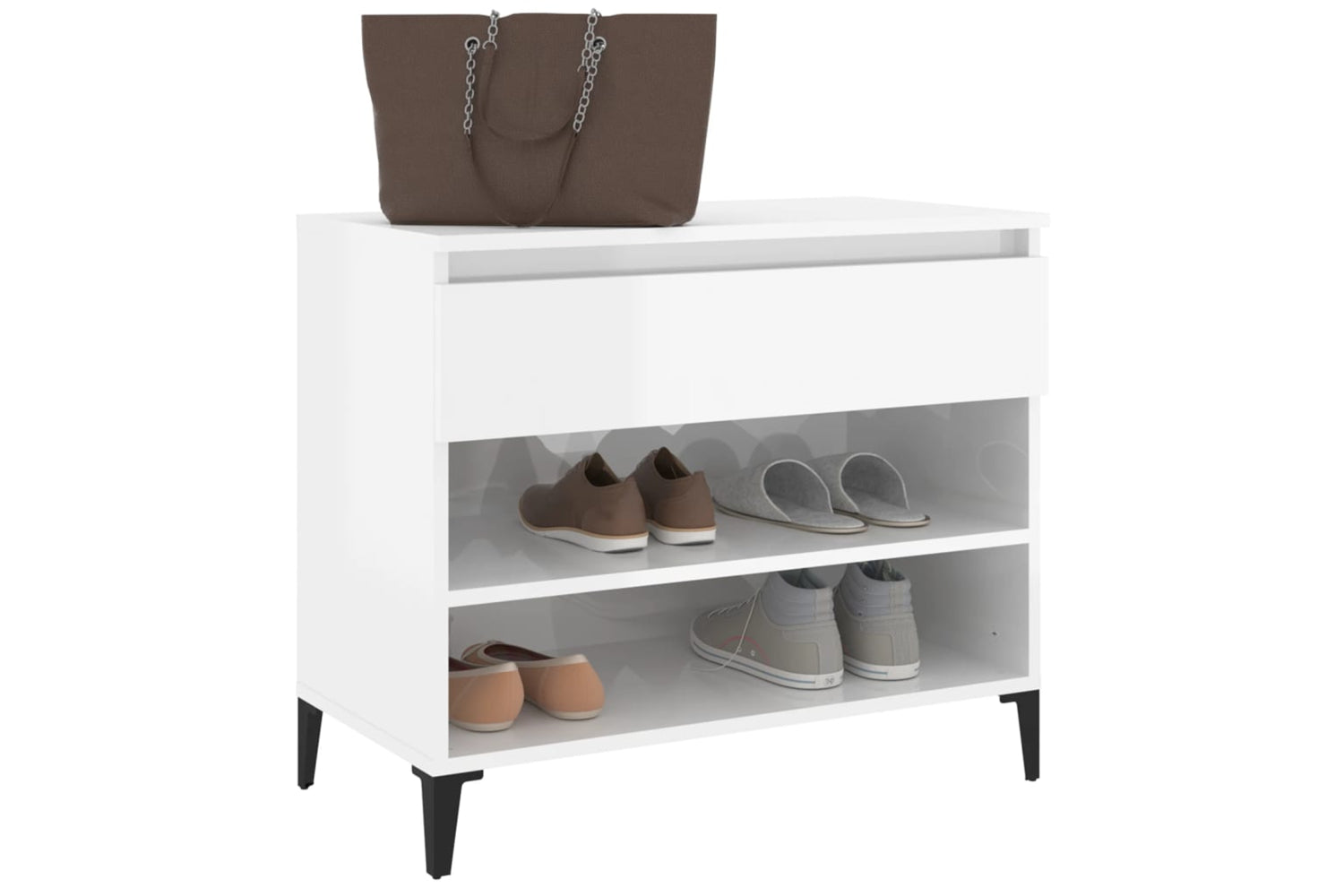 vidaXL 819766 Shoe Cabinet High Gloss White 70x36x60cm Engineered Wood-3