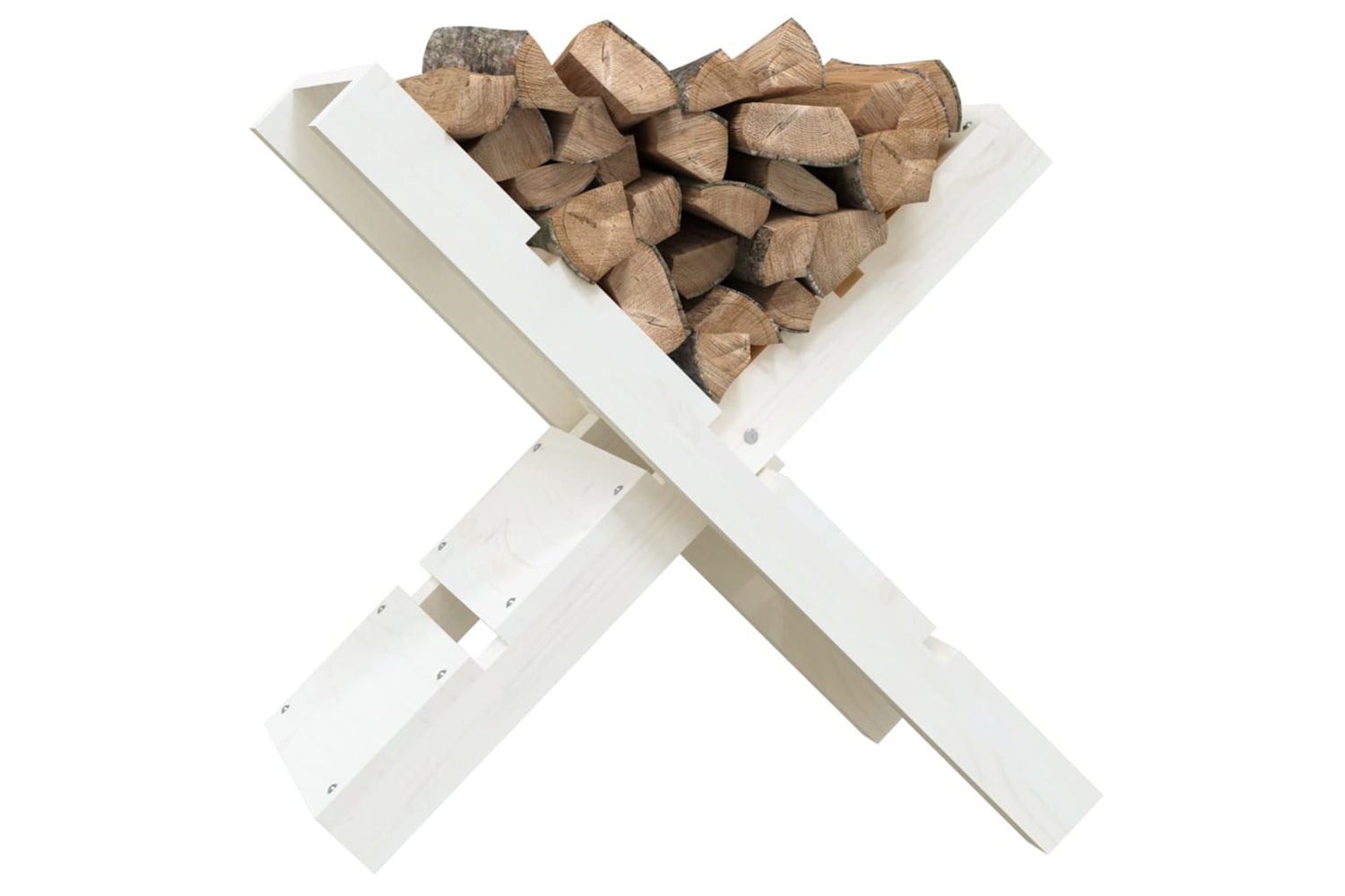 vidaXL 822448 Log Holder White 47x39.5x48cm Solid Wood Pine-3