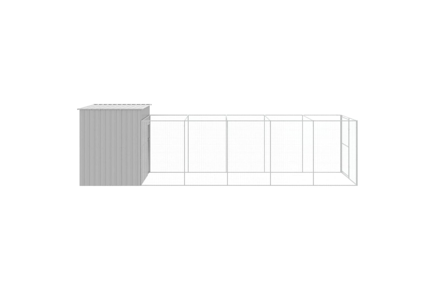 vidaXL 3189127 Dog House With Run Light Grey 214x661x181cm Galvanised Steel-3