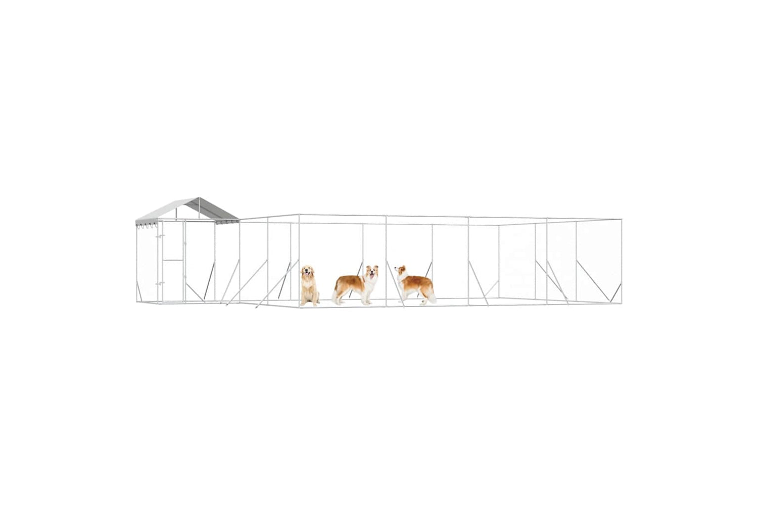 Vidaxl 3190472 Outdoor Dog Kennel With Roof Silver 10x6x2.5 M Galvanised Steel-3