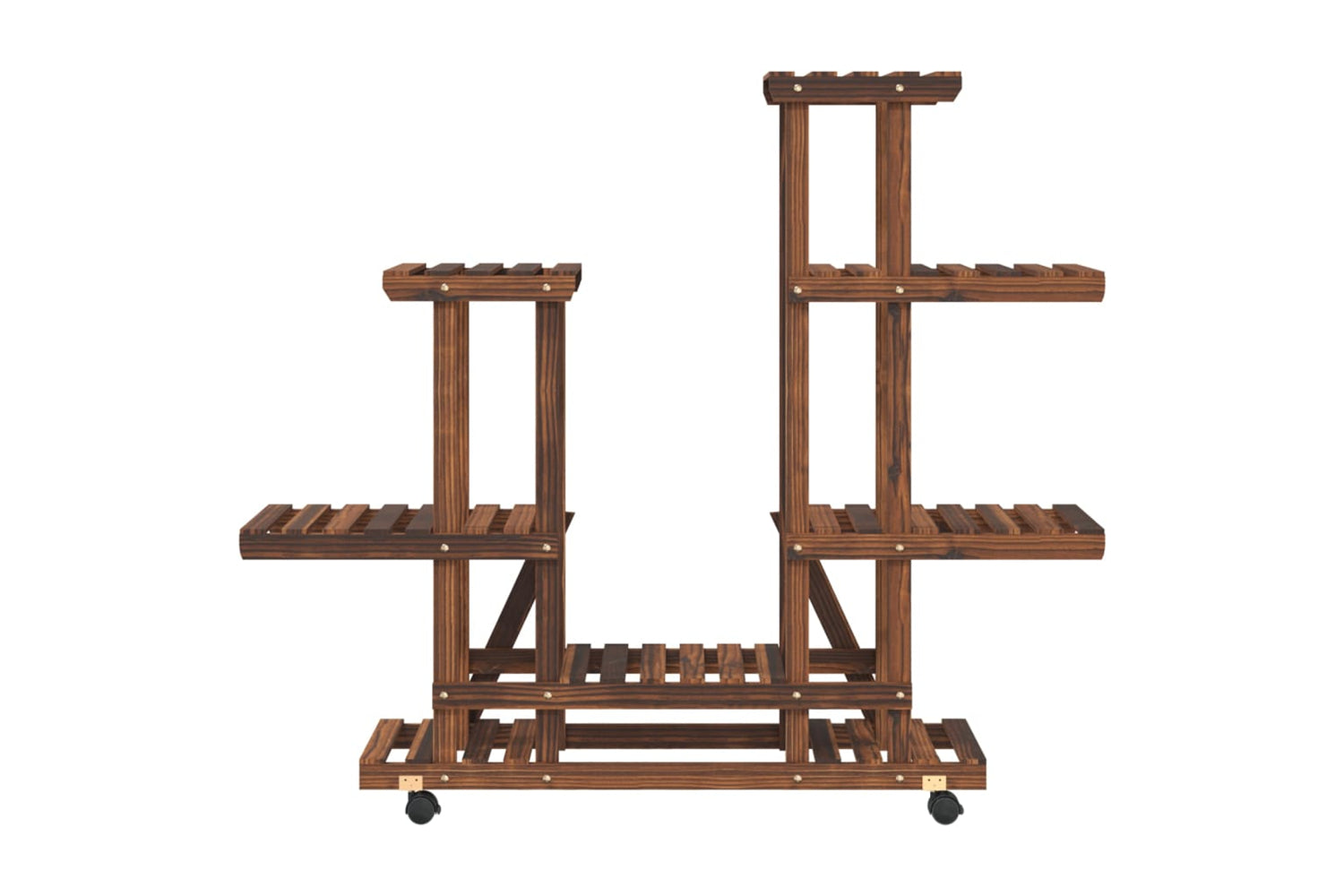 vidaXL 362863 Flower Stand With Wheels 95x25x101cm Solid Wood Fir-3