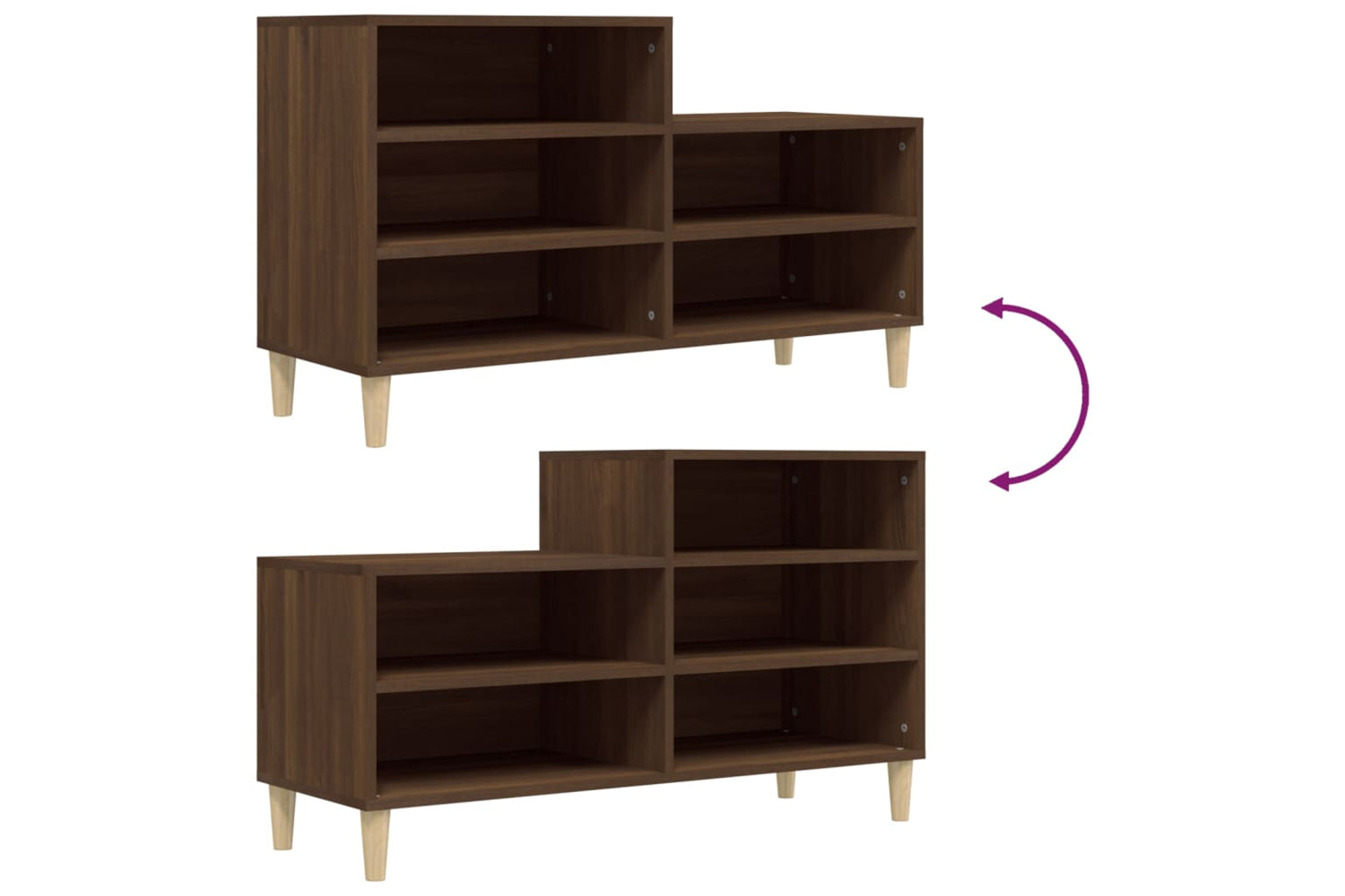 vidaXL 819731 Shoe Cabinet Brown Oak 102x36x60cm Engineered Wood-6
