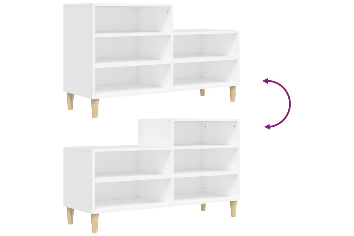 vidaXL 819724 Shoe Cabinet White 102x36x60cm Engineered Wood-6