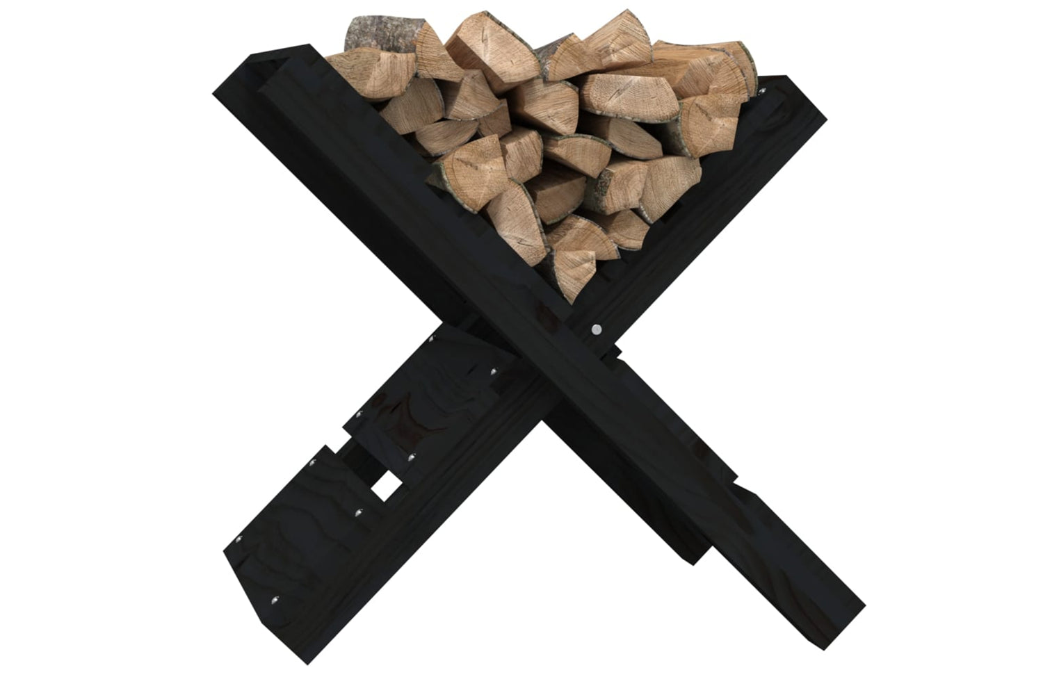 vidaXL 822451 Log Holder Black 47x39.5x48cm Solid Wood Pine-3