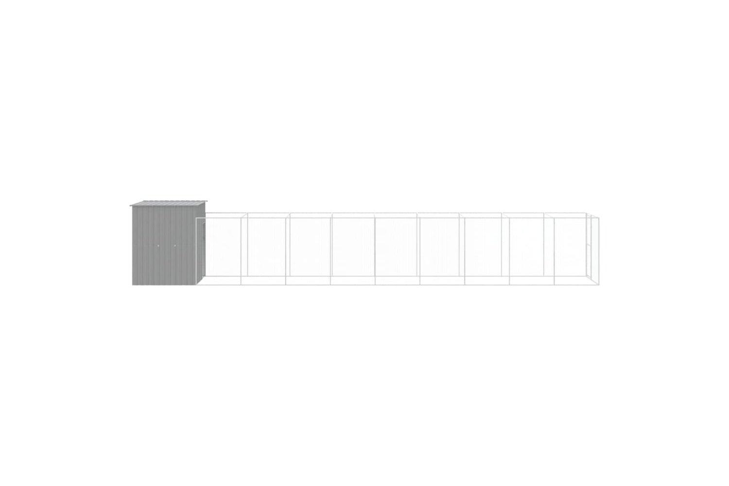 vidaXL 3189107 Dog House With Run Light Grey 165x1067x181cm Galvanised Steel-3