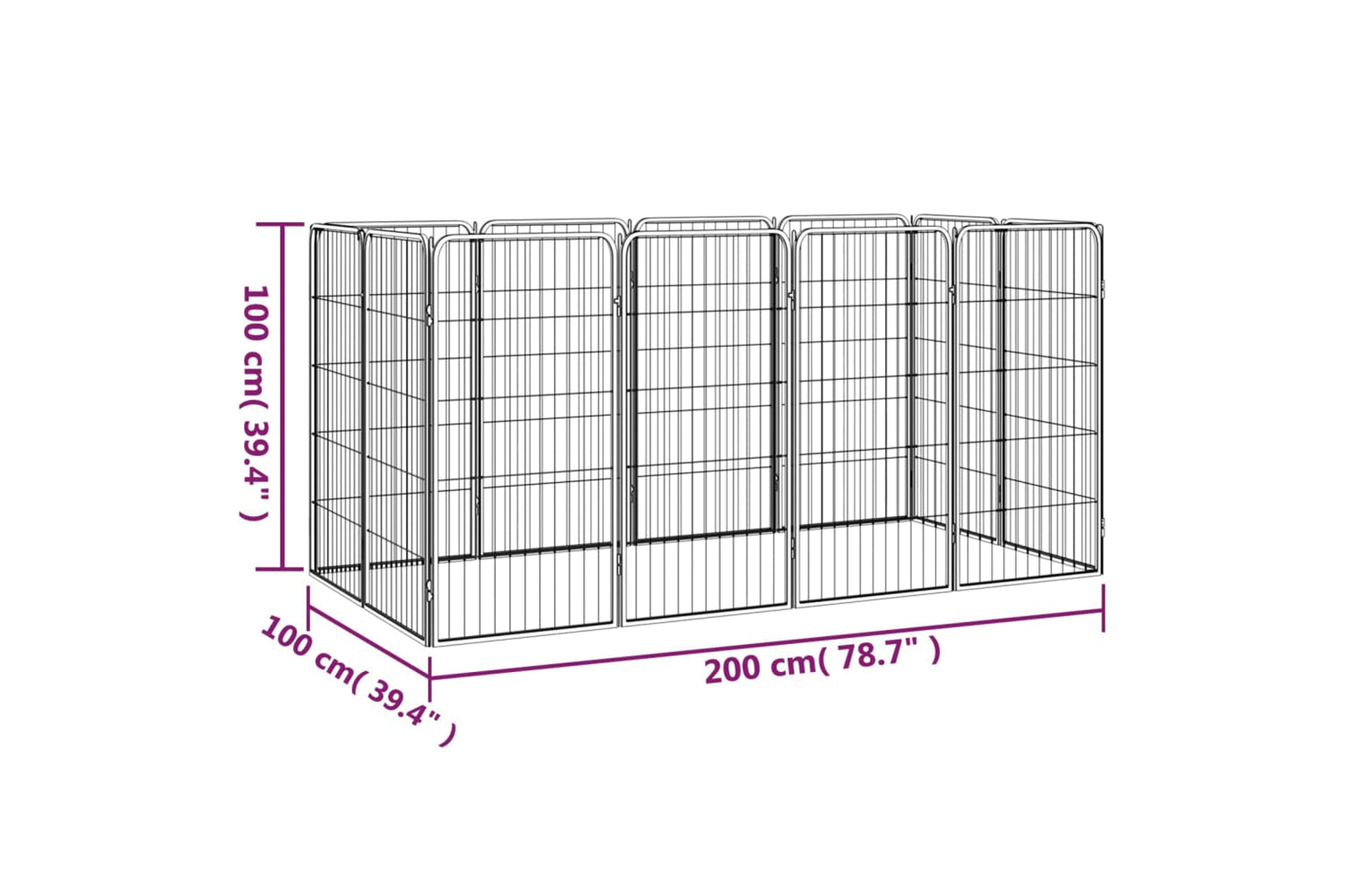 vidaXL 3115959 12-panel Dog Playpen Black 50x100cm Powder-coated Steel-7