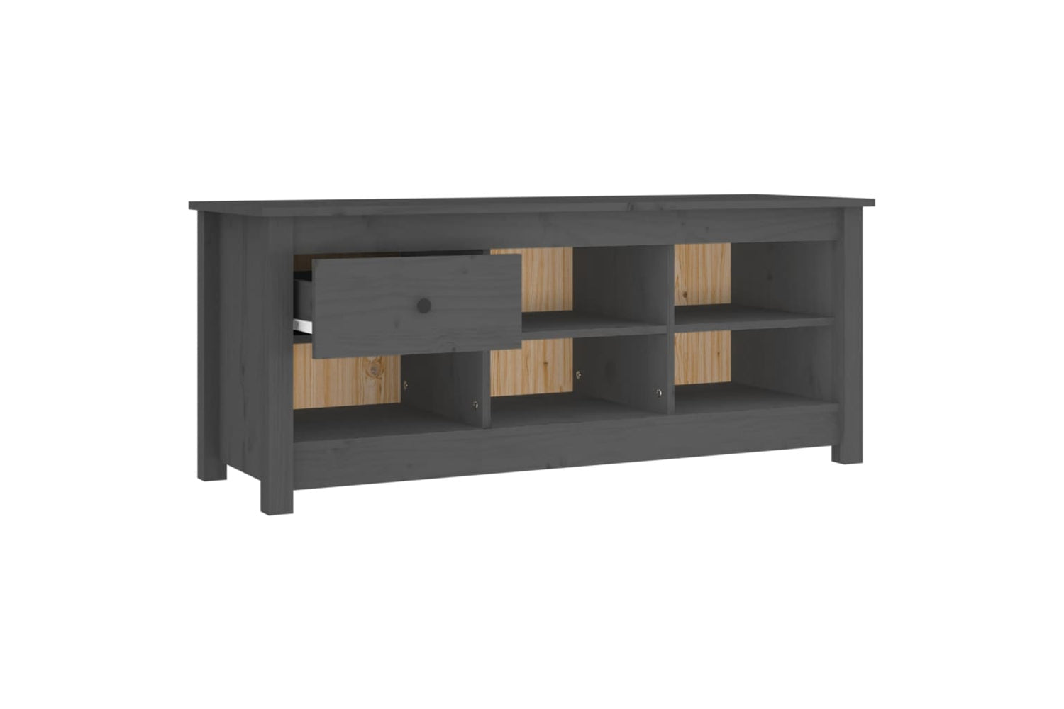 vidaXL 814596 Shoe Cabinet Grey 110x38x45.5cm Solid Wood Pine-3