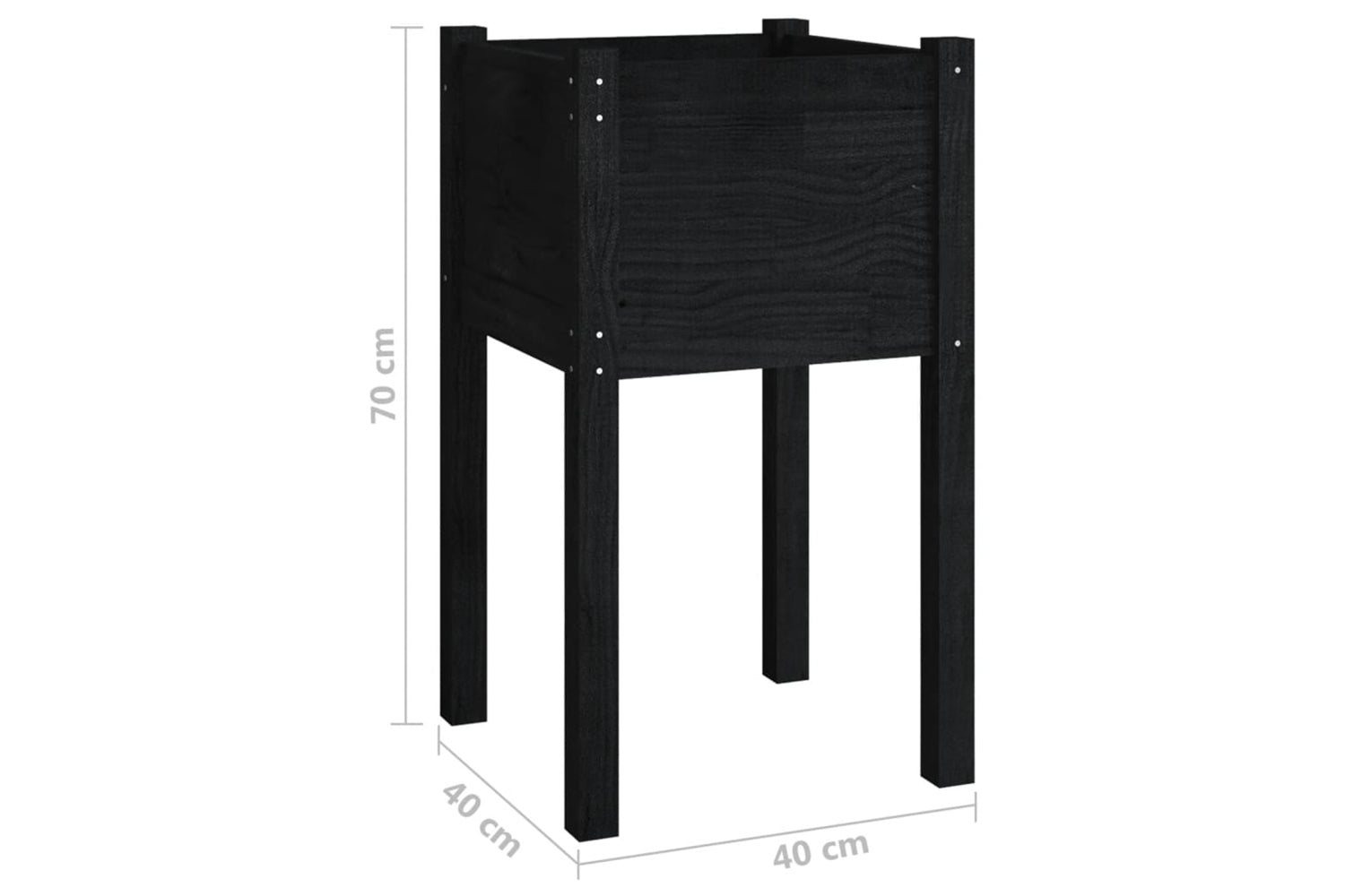 vidaXL 810798 Garden Planters 2 Pcs Black 40x40x70cm Solid Pinewood-7