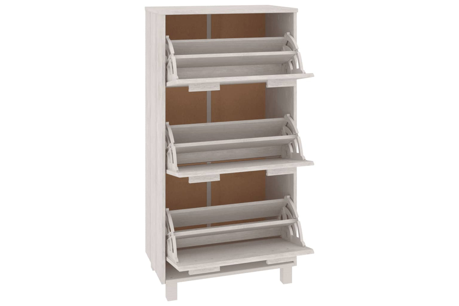 vidaXL Shoe Cabinet Hamar White 59.5x35x117cm Solid Wood Pine-3
