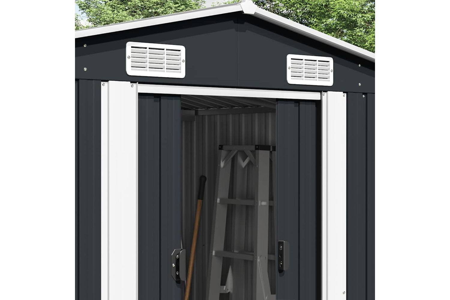 vidaXL 143346 Garden Shed 257x392x181cm Metal Anthracite-3