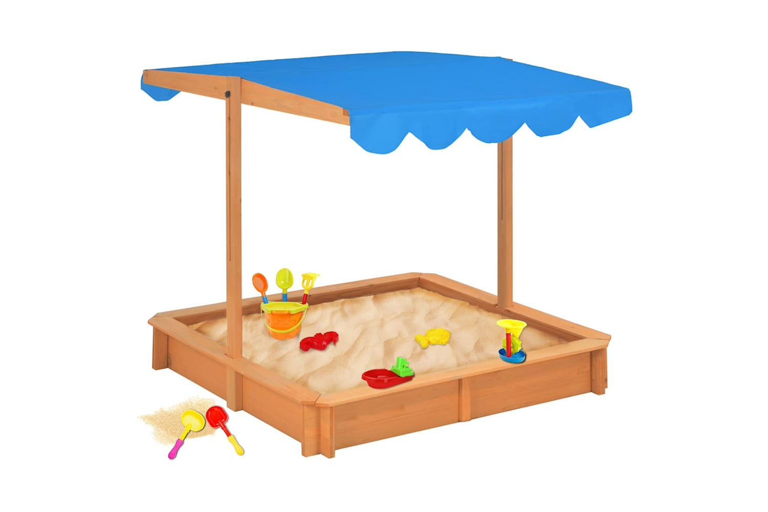 Vidaxl Sandbox With Adjustable Roof Firwood 115x115x115 Cm-3