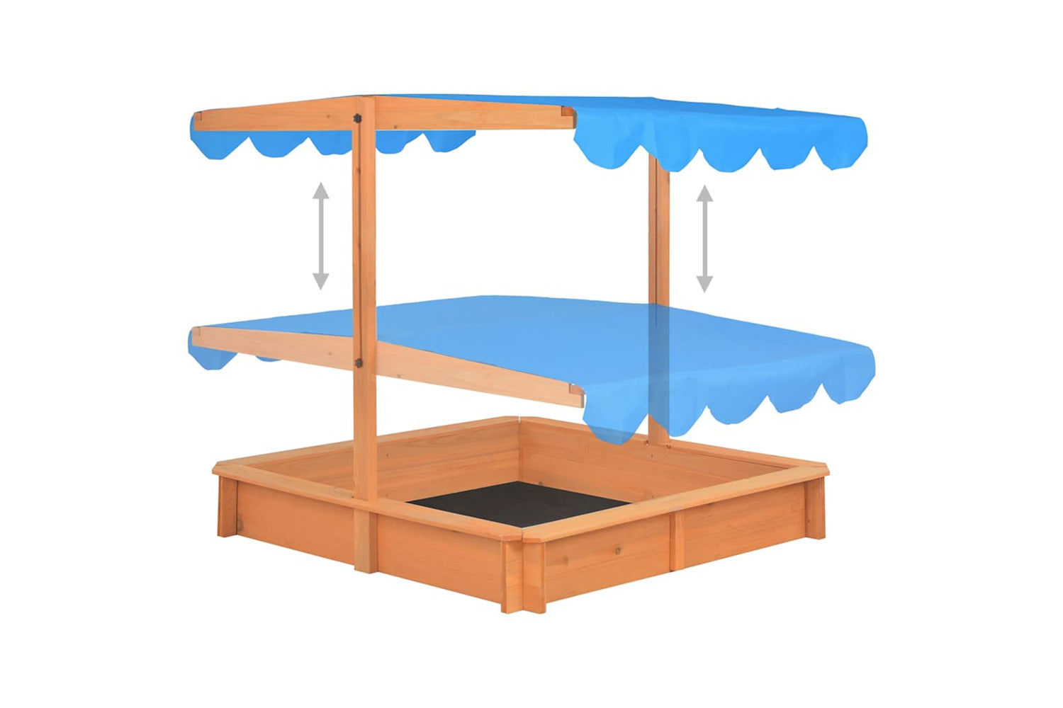 Vidaxl Sandbox With Adjustable Roof Firwood 115x115x115 Cm-5