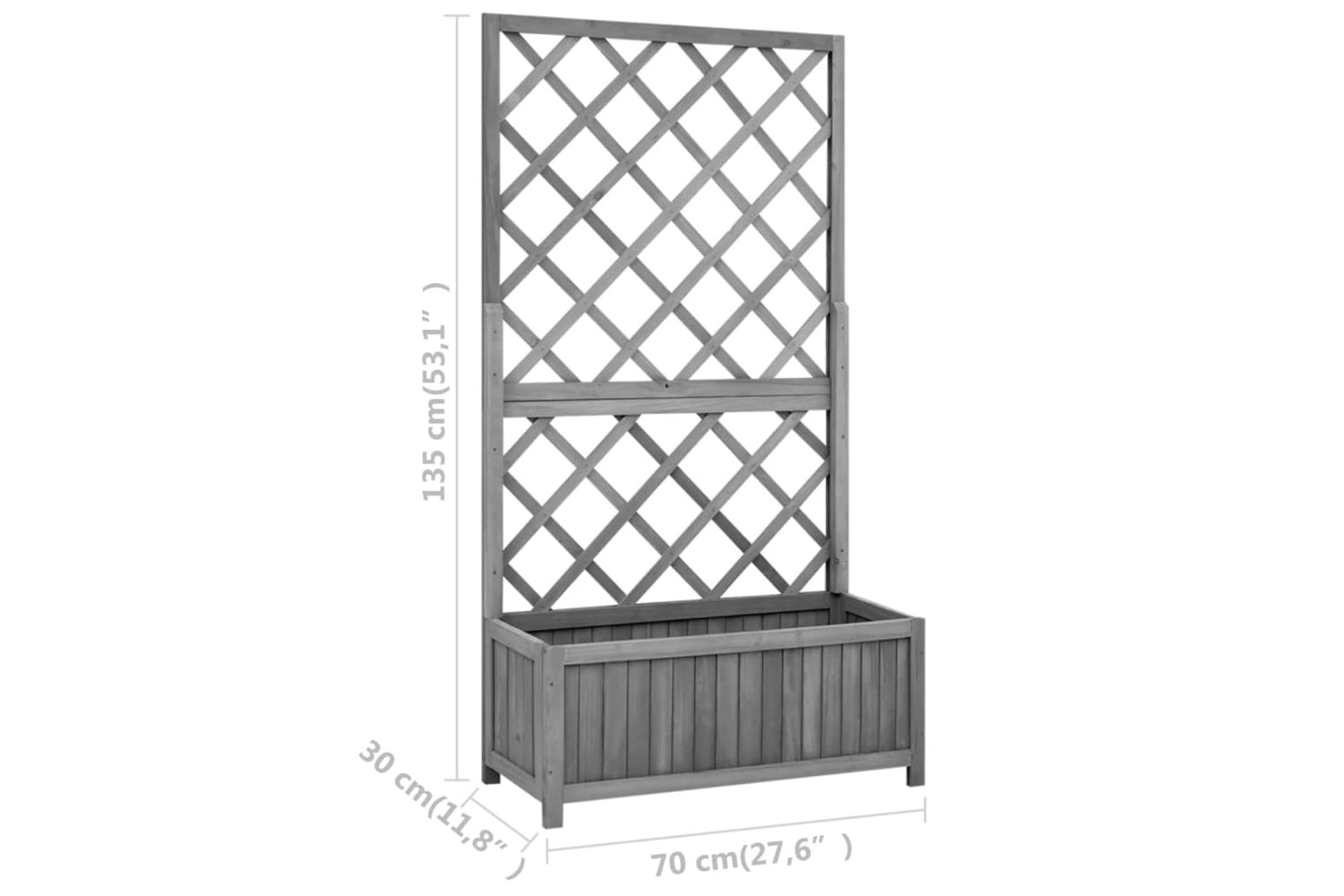 vidaXL 316427 Garden Trellis Planter Black 70x30x135cm Solid Firwood-7