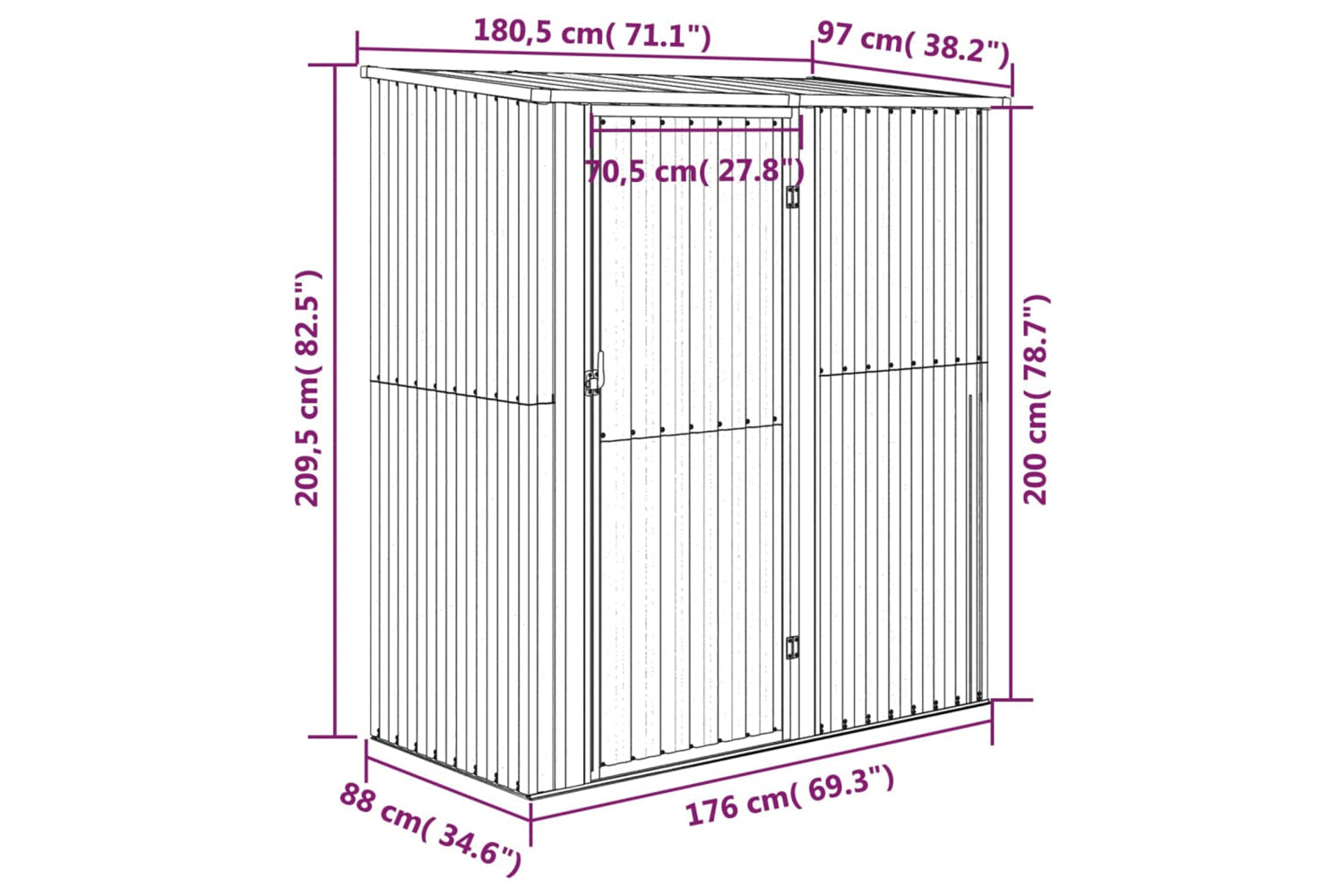 vidaXL 150905 Garden Shed Anthracite 180.5x97x209.5cm Galvanised Steel-6