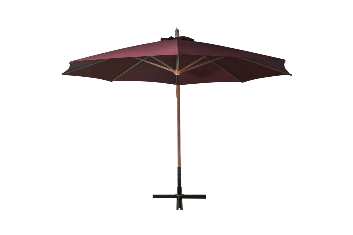 Vidaxl 313770 Hanging Parasol With Pole Bordeaux Red 3.5x2.9 M Solid Fir Wood-3