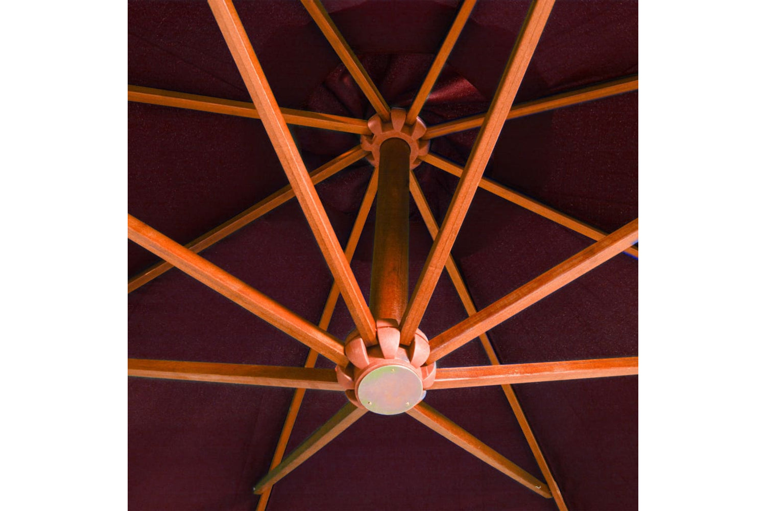 Vidaxl 313770 Hanging Parasol With Pole Bordeaux Red 3.5x2.9 M Solid Fir Wood-5