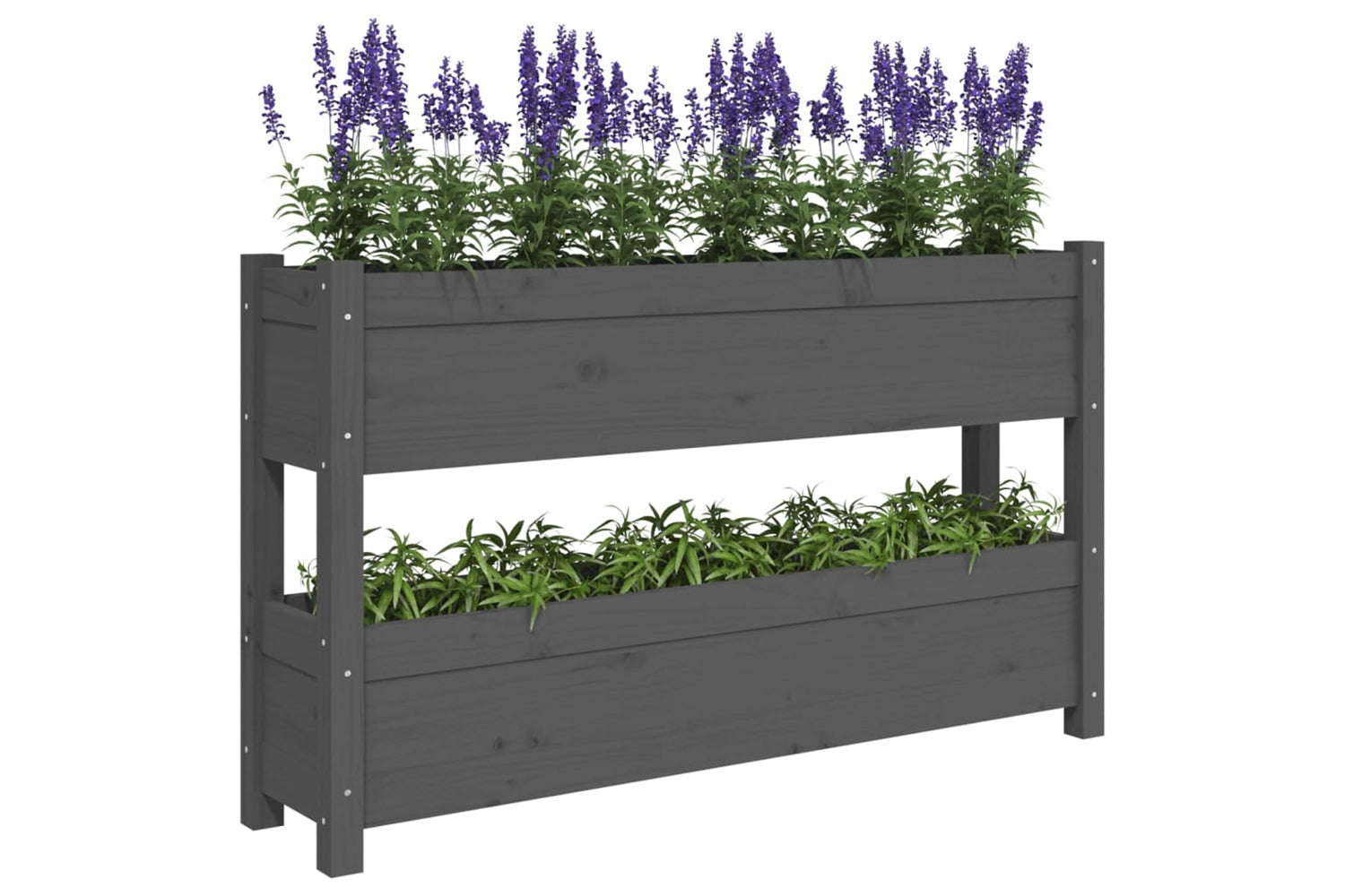 vidaXL 823929 Planter Grey 112x25x66cm Solid Wood Pine-3