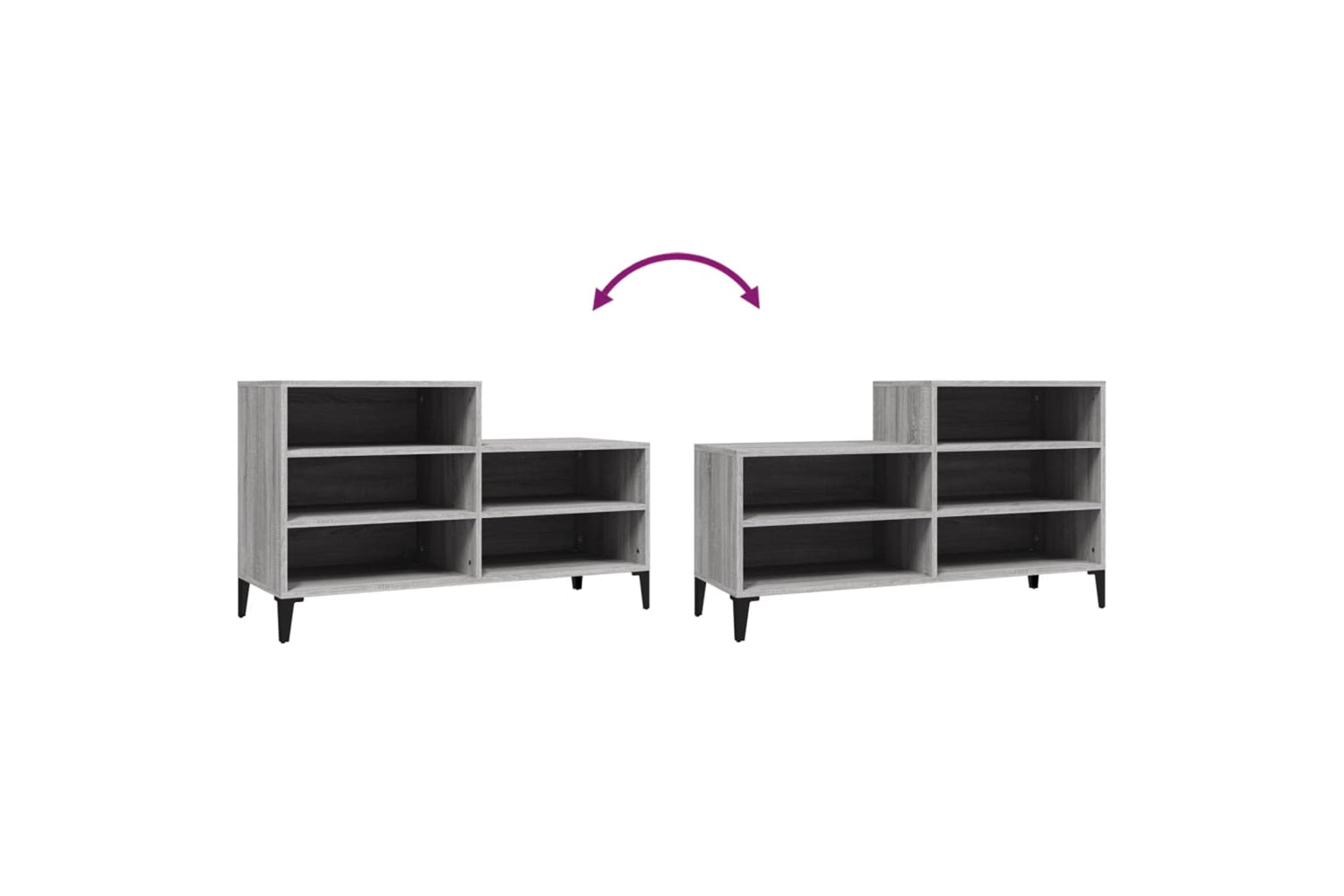 vidaXL 819738 Shoe Cabinet Grey Sonoma 102x36x60cm Engineered Wood-6