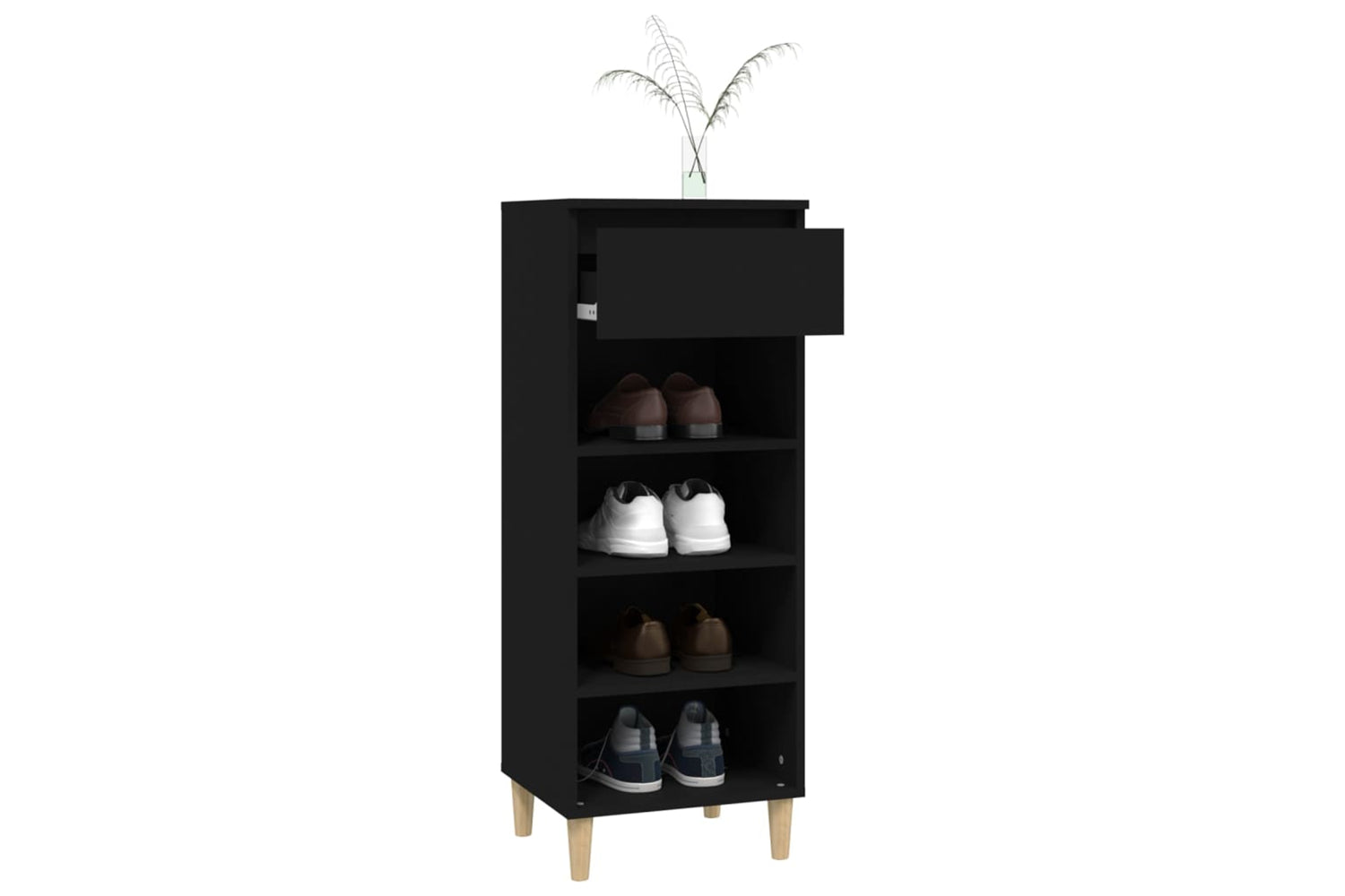 vidaXL 819773 Shoe Cabinet Black 40x36x105cm Engineered Wood-6