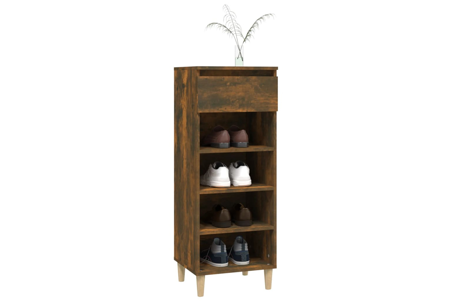vidaXL 819777 Shoe Cabinet Smoked Oak 40x36x105cm Engineered Wood-7