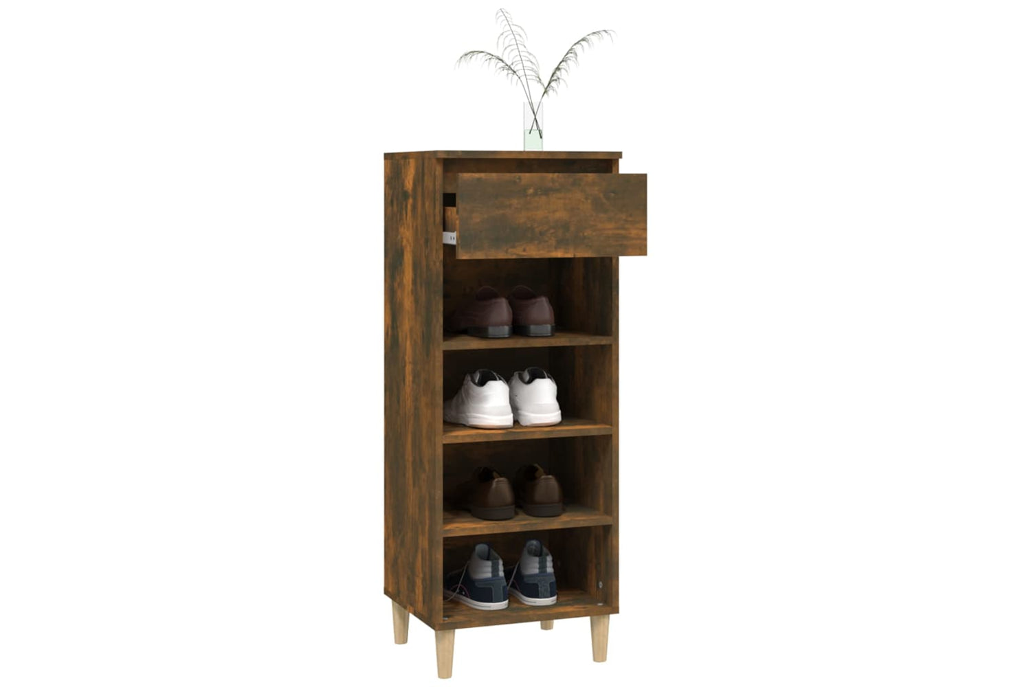 vidaXL 819777 Shoe Cabinet Smoked Oak 40x36x105cm Engineered Wood-6