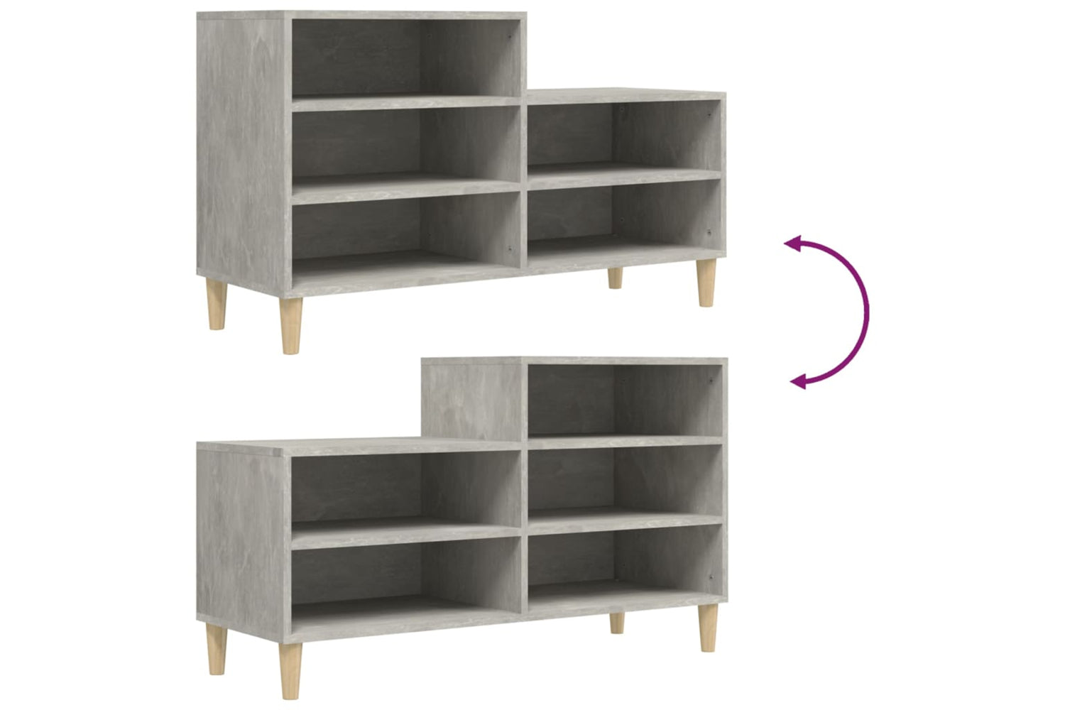 vidaXL 819728 Shoe Cabinet Concrete Grey 102x36x60cm Engineered Wood-6