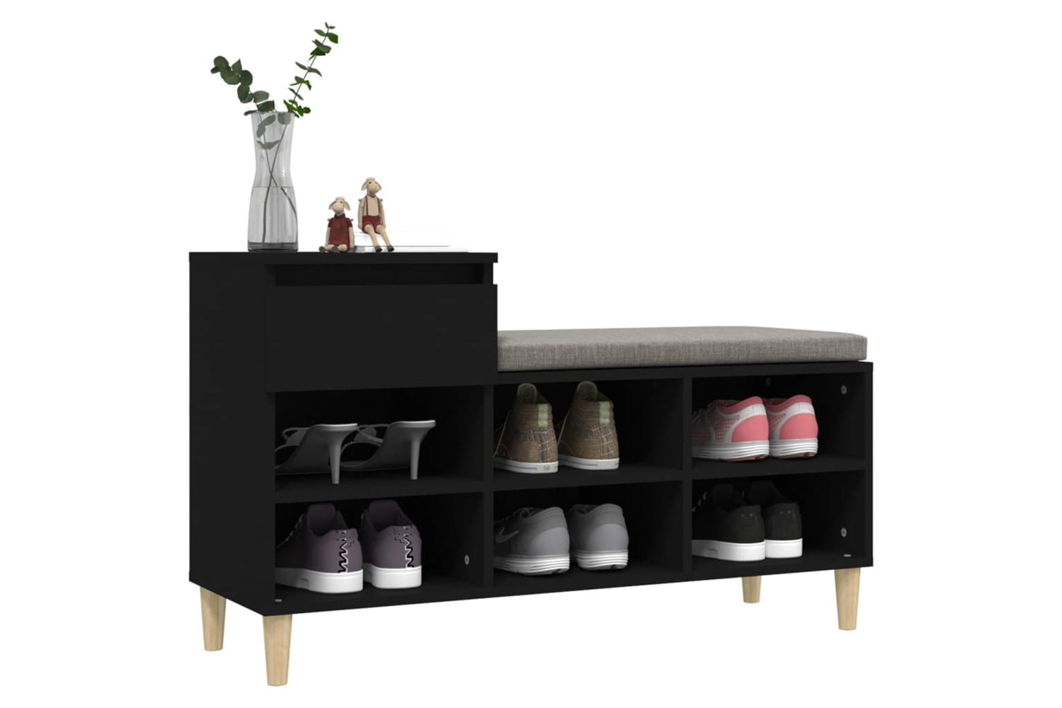 vidaXL 821205 Shoe Cabinet Black 102x36x60cm Engineered Wood-3