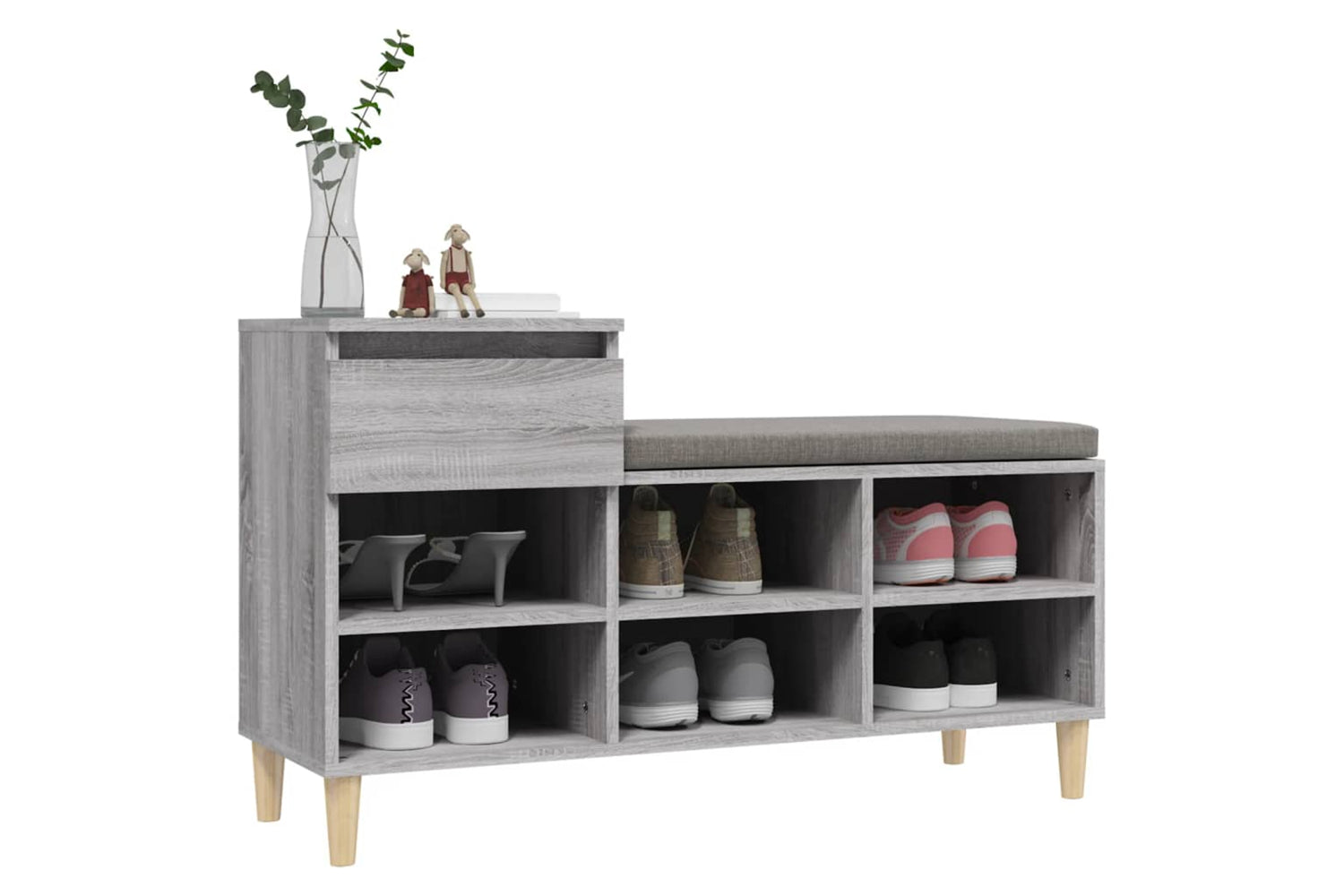 vidaXL 821210 Shoe Cabinet Grey Sonoma 102x36x60cm Engineered Wood-3