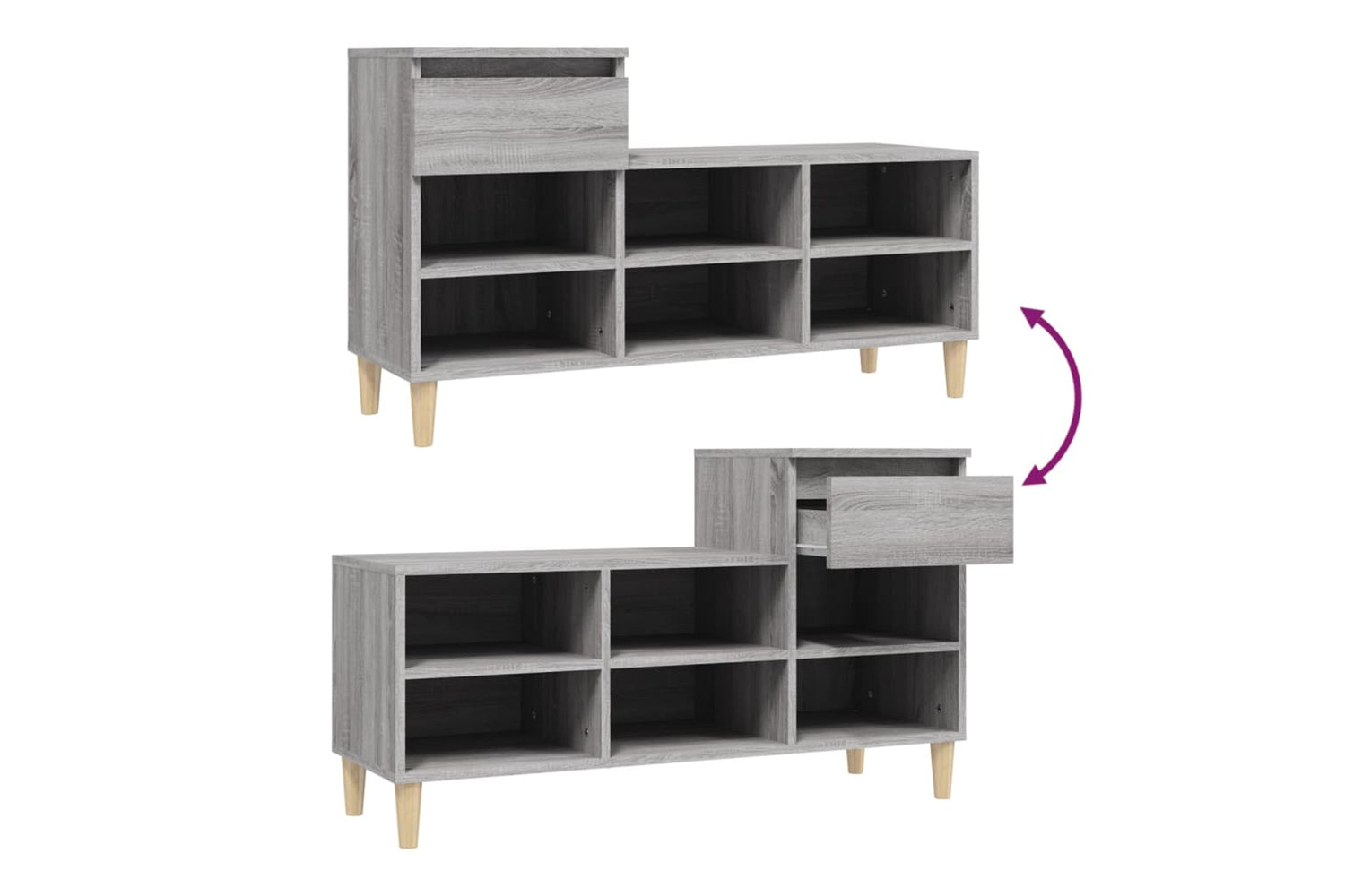 vidaXL 821210 Shoe Cabinet Grey Sonoma 102x36x60cm Engineered Wood-8