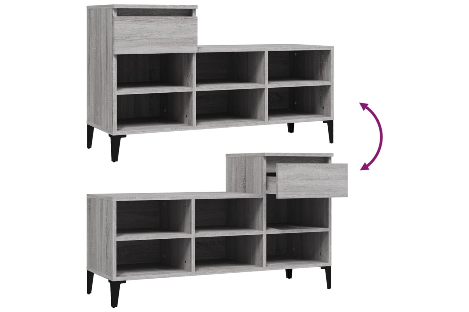 vidaXL 821218 Shoe Cabinet Grey Sonoma 102x36x60cm Engineered Wood-8