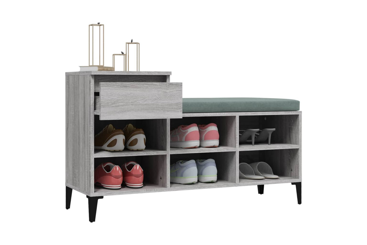 vidaXL 821218 Shoe Cabinet Grey Sonoma 102x36x60cm Engineered Wood-3