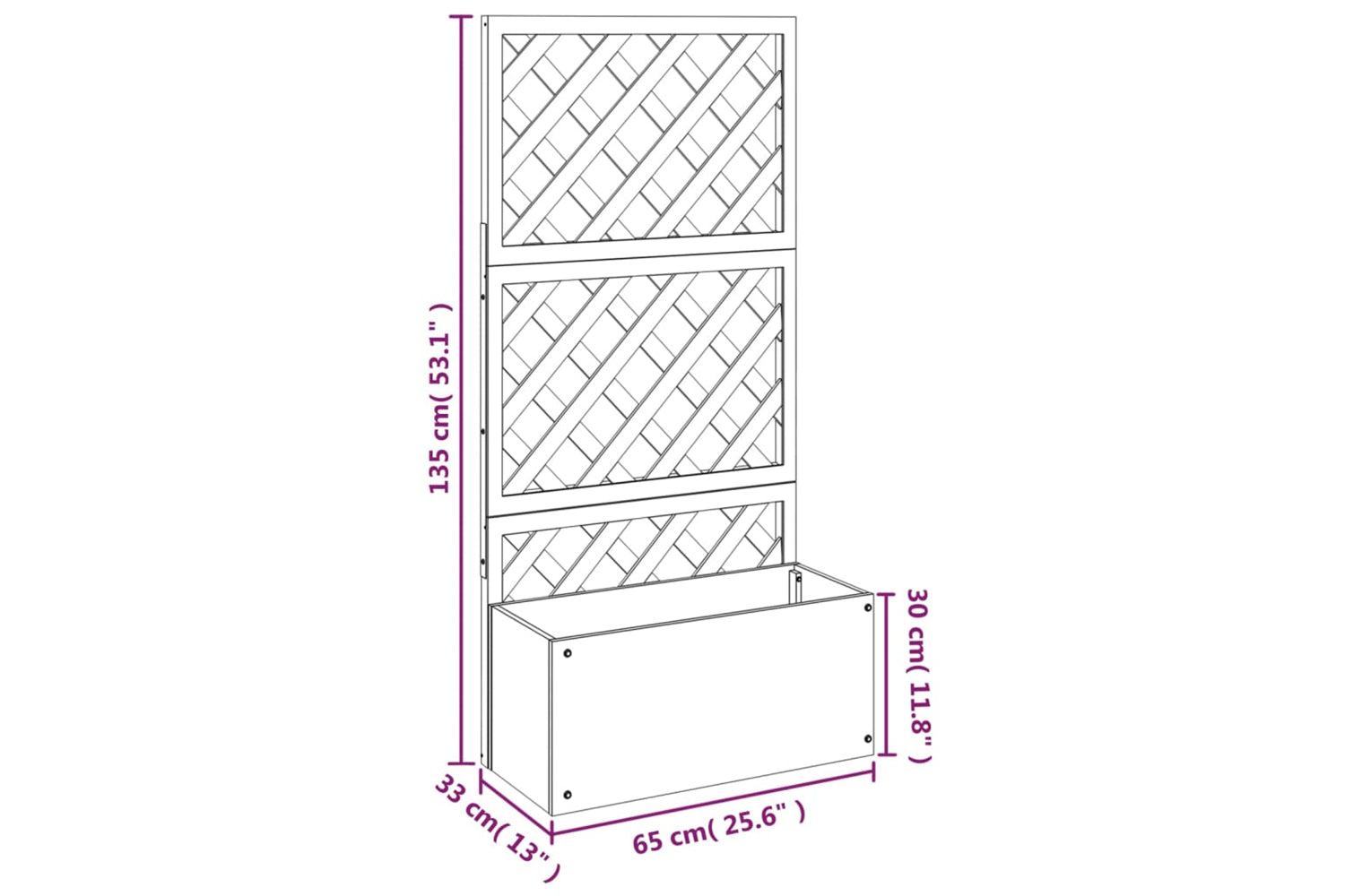 vidaXL 3154899 Trellis Planters 2 Pcs Grey 65x33x135cm Wpc-7