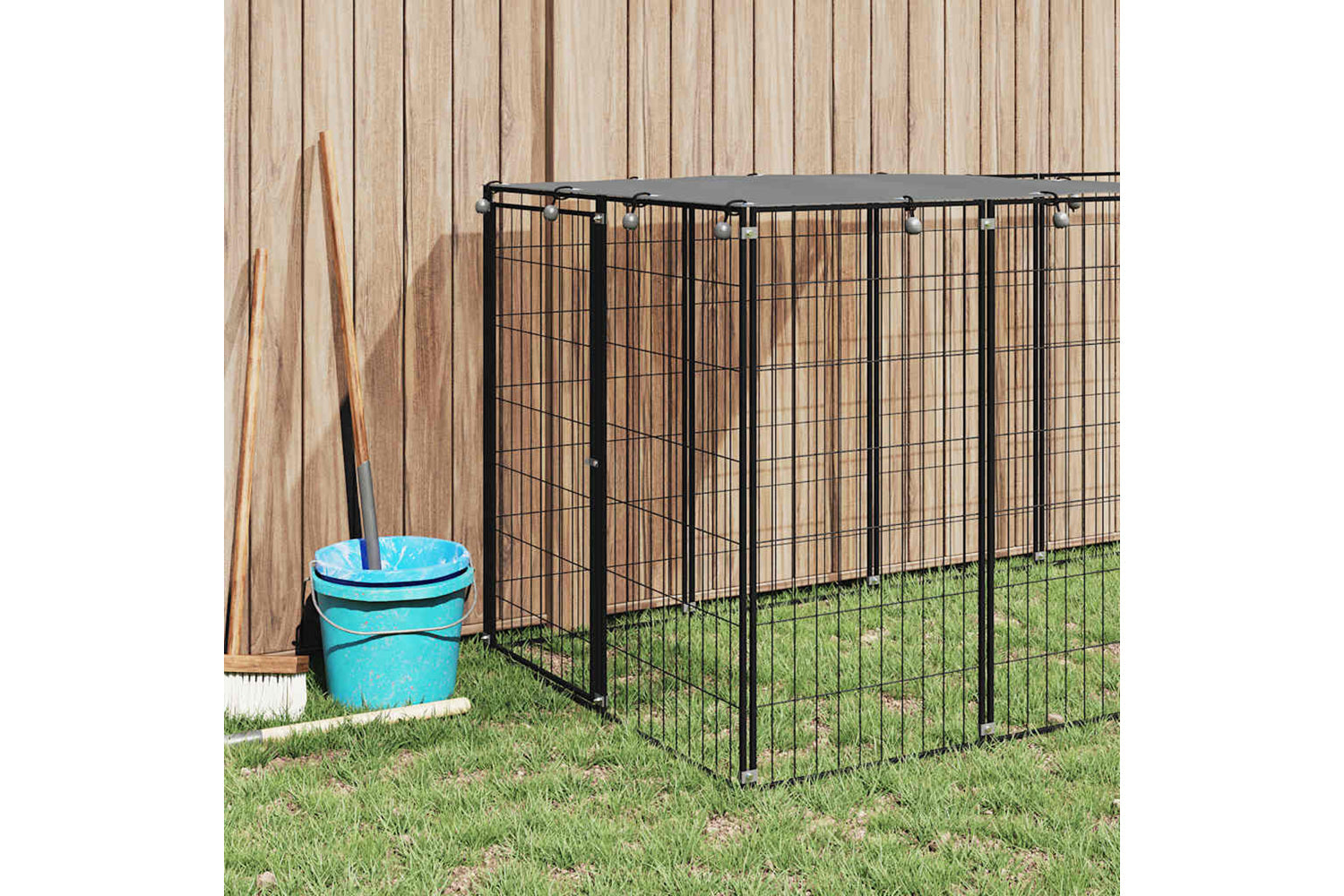 Vidaxl 3082200 Dog Kennel Black 4.84 M2 Steel-2