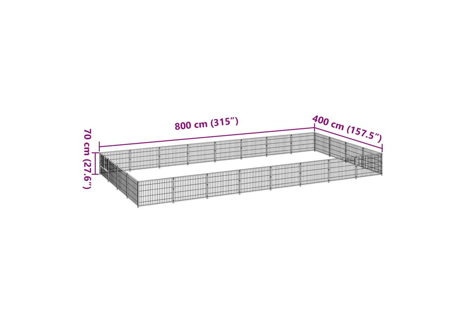 Vidaxl 3082147 Dog Kennel Black 32 M2 Steel-6