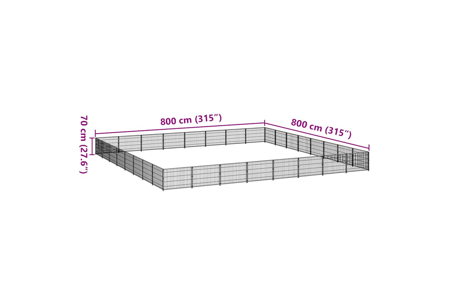 Vidaxl 3082187 Dog Kennel Black 64 M2 Steel-6
